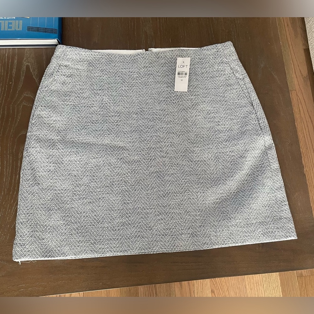 LOFT Gray Herringbone Skirt
